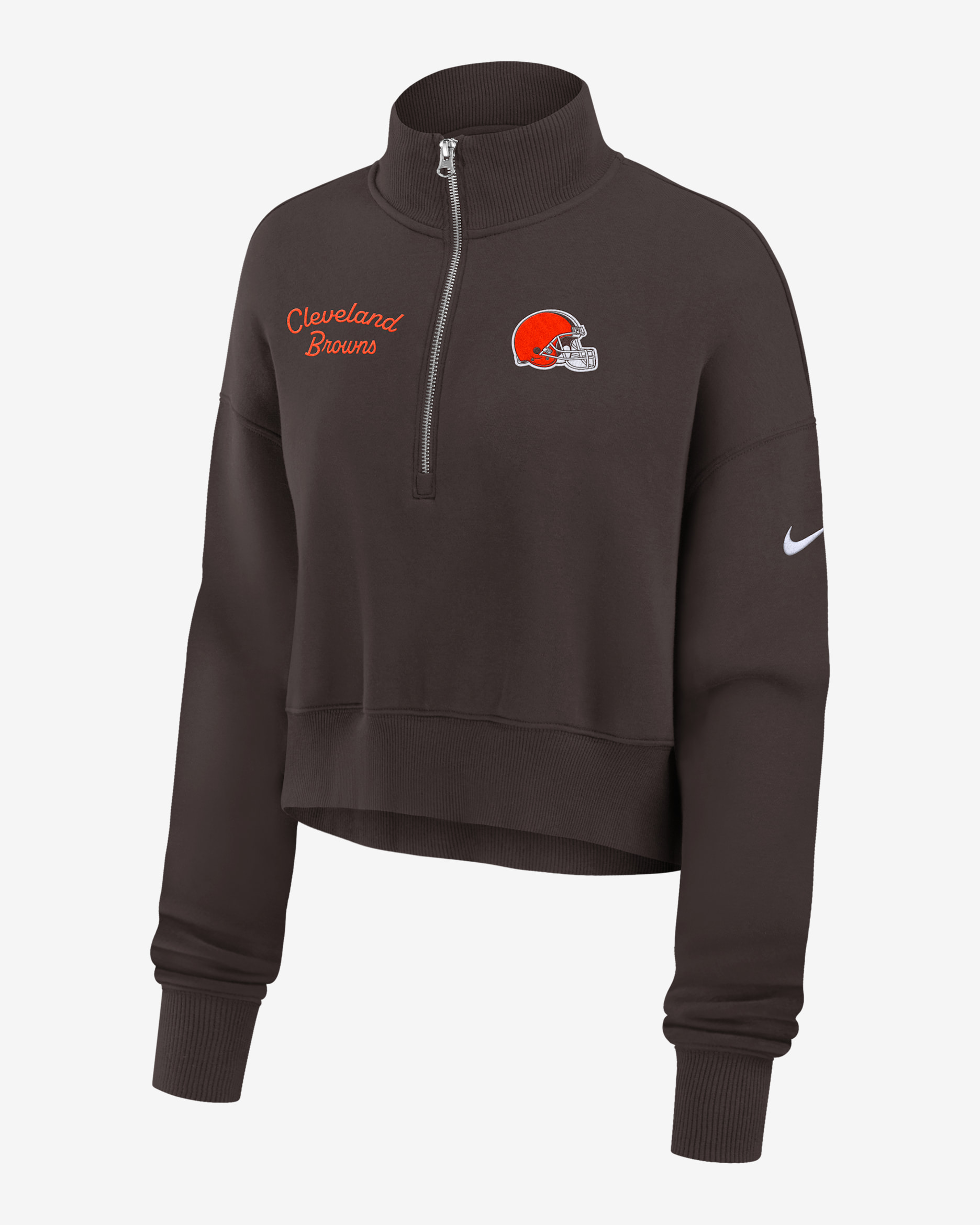 Cleveland Browns Phoenix Women's Nike NFL Cropped 1/4-Zip Crew